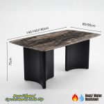 MARBELLA 140-180cm Boat Shaped Crystal Marble Table-Brown - Image 4