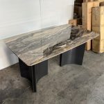 MARBELLA 140-180cm Boat Shaped Crystal Marble Table-Brown - Image 3