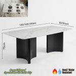 MARBELLA 140-180cm Boat Shaped Crystal Marble Table-White - Image 5