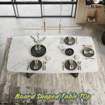 MARBELLA 140-180cm Boat Shaped Crystal Marble Table-White - Image 2