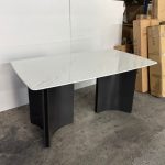 MARBELLA 140-180cm Boat Shaped Crystal Marble Table-White - Image 7