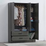 MESMIRA 120cm 3 Door 2 Drawer Wardrobe With Key Lock-Grey Oak - Image 3