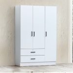 MESMIRA 120cm 3 Door 2 Drawer Wardrobe With Key Lock-White - Image 2