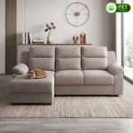 MIELA Pet Friendly L Shaped 3 Seater Sofa-Brown