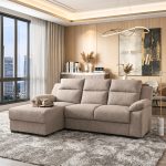 MIELA Pet Friendly L Shaped 3 Seater Sofa-Brown - Image 2
