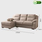 MIELA Pet Friendly L Shaped 3 Seater Sofa-Brown - Image 4