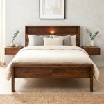 MORI Single Wooden Bed Frame With LED Ambient Light-Walnut
