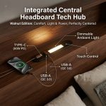 MORI Single Wooden Bed Frame With LED Ambient Light-Walnut - Image 3