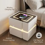 MURCIA Smart Charging Bedside Table-White - Image 3