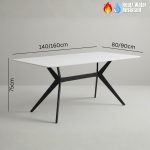 NOBLE 140-160cm Sintered Stone Dining Table-White - Image 3