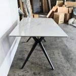 NOBLE 140-160cm Sintered Stone Dining Table-White - Image 4