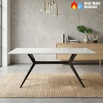 NOBLE 140-160cm Sintered Stone Dining Table-White