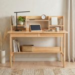 ODENSE 120cm Wooden Study Desk With Hutch-Natural