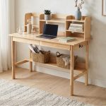 ODENSE 120cm Wooden Study Desk With Hutch-Natural - Image 2