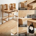 ODENSE 120cm Wooden Study Desk With Hutch-Natural - Image 3
