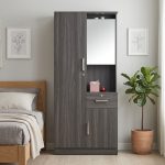 OLIVA 80cm Multi Storage Wardrobe With Key Lock-Grey