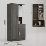 OLIVA 80cm Multi Storage Wardrobe With Key Lock-Grey - Image 4