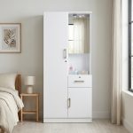 OLIVA 80cm Multi Storage Wardrobe With Key Lock-White