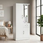 OLIVA 80cm Multi Storage Wardrobe With Key Lock-White - Image 2