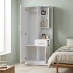 OLIVA 80cm Multi Storage Wardrobe With Key Lock-White - Image 3