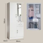 OLIVA 80cm Multi Storage Wardrobe With Key Lock-White - Image 4