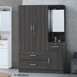 OLIVA 120cm Multi Storage Wardrobe-Grey Oak - Image 2