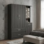 OLIVA 120cm Multi Storage Wardrobe-Grey Oak - Image 4
