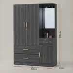 OLIVA 120cm Multi Storage Wardrobe-Grey Oak - Image 5