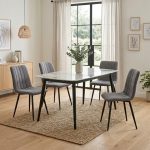 PALERMO 4 Seater Sintered Stone Dining Set-Grey