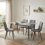 PALERMO 4 Seater Sintered Stone Dining Set-Grey - Image 2