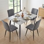 PALERMO 4 Seater Sintered Stone Dining Set-Grey