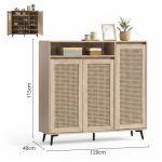 PEMBROKE 3 Door Shoe Cabinet-Oak - Image 3