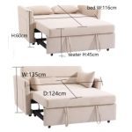 PIXIE 2 Seater Sofa Bed-Beige - Image 3