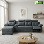 PROSECCO Pet Friendly L Shaped 4 Seater Sofa-Grey - Image 3