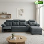 PROSECCO Pet Friendly L Shaped 4 Seater Sofa-Grey
