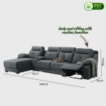 PROSECCO Pet Friendly L Shaped 4 Seater Sofa-Grey - Image 4