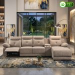 PROSECCO Pet Friendly L Shaped 4 Seater Sofa-Brown
