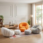 PUMKIN Fleece Fabric Relax Chair With Stool-3 Colors