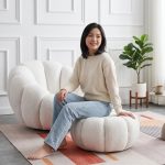 PUMKIN Fleece Fabric Relax Chair With Stool-3 Colors - Image 5