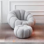PUMKIN Fleece Fabric Relax Chair With Stool-3 Colors - Image 4