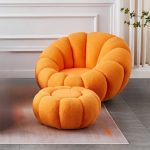 PUMKIN Fleece Fabric Relax Chair With Stool-3 Colors - Image 3