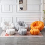 PUMKIN Fleece Fabric Relax Chair With Stool-3 Colors - Image 2