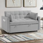 RAFAEL 2 Seater Sofa Bed-Light Grey - Image 3