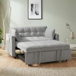 RAFAEL 2 Seater Sofa Bed-Light Grey - Image 2