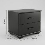 RICHMOND 2 Drawer Bedside Table-Black - Image 5