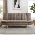 STIX 3 Seater Synthetic Fabric Sofa Bed-Brown