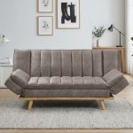 STIX 3 Seater Synthetic Fabric Sofa Bed-Brown - Image 2