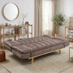 STIX 3 Seater Synthetic Fabric Sofa Bed-Brown - Image 4
