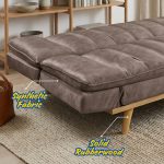 STIX 3 Seater Synthetic Fabric Sofa Bed-Brown - Image 5