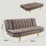 STIX 3 Seater Synthetic Fabric Sofa Bed-Brown - Image 6